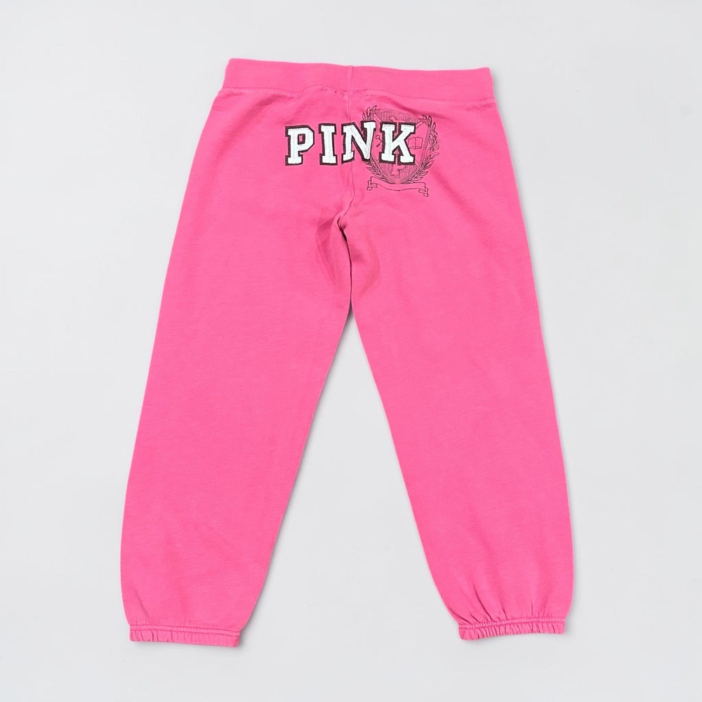 Vintage VS Pink Y2K Hot Pink Sweatpants Peace Sign Graphic Cinch Ankle Size M